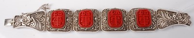 Lot 466 - A modern Chinese filigree worked and cinnabar...