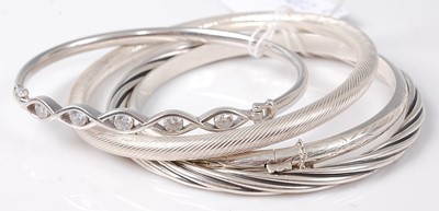 Lot 470 - Four various silver bangles, 39g