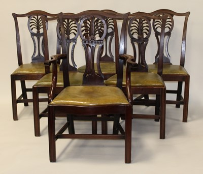 Lot 2501 - A set of six George III mahogany dining chairs,...