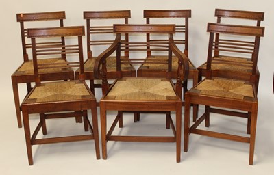 Lot 2503 - A set of six early 19th century elm and rush...