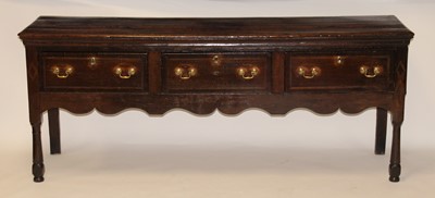 Lot 2477 - An 18th century oak dresser base, the...