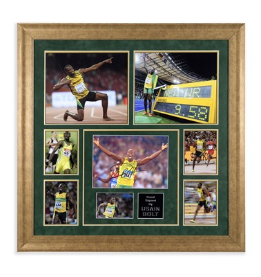 Lot 5 - Usain Bolt Signed Photo Montage Usain Bolt is...