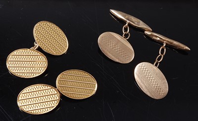 Lot 2205 - Two pairs of cufflinks, being a pair of 18ct...