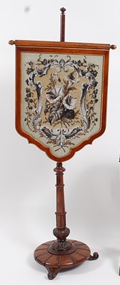 Lot 2518 - A William IV rosewood pole screen, the...
