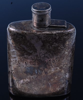 Lot 265 - An Edwardian silver pocket hip flask of oval...