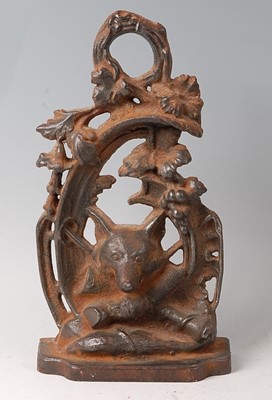 Lot 258 - A Victorian cast iron fox mask doorstop, h.29cm.