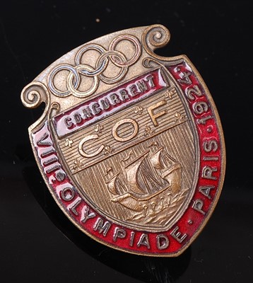 Lot 138 - A 1924 Paris Olympic gilt metal and red...