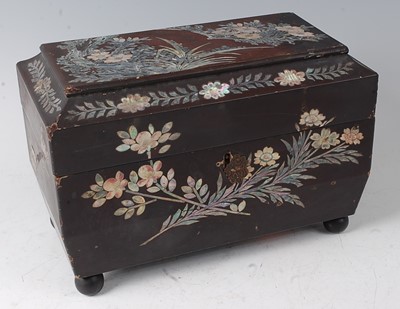 Lot 2342 - A Victorian papier-mâché and mother of pearl...