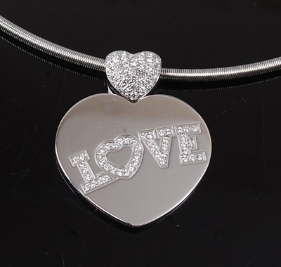Lot 2229 - An 18ct white gold Chopard 'Love' pendant,...