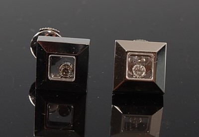 Lot 2231 - A pair of 18ct white gold Happy Diamond...