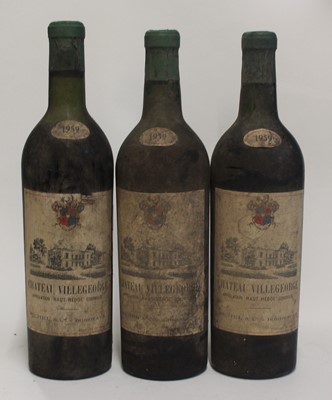 Lot 1043 - Château Villegeorge, 1959, Haut-Medoc, three...