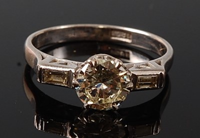 Lot 2240 - A white metal diamond solitaire ring,...