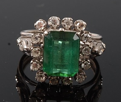 Lot 2222 - A white metal, tourmaline and diamond...