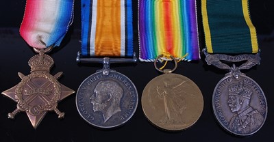 Lot 14 - A WW I 1914-15 Star, British War and Victory...
