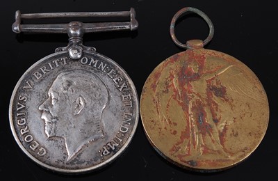 Lot 16 - A WW I British War and Victory pair, naming...