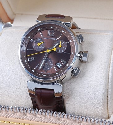 Lot 2313 - A lady's Louis Vuitton Tambour stainless steel...