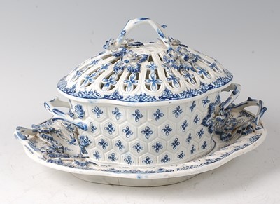 Lot 2053 - A Lowestoft porcelain chestnut basket and...