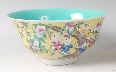 Lot 2365 - A Chinese porcelain yellow ground...