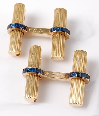 Lot 2247 - A pair of yellow metal double-ended sapphire...