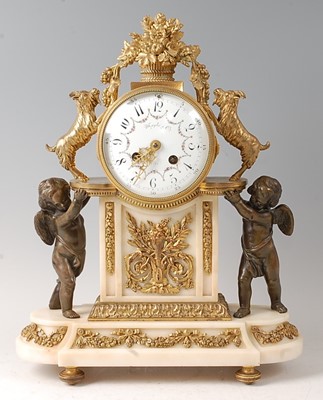 Lot 2453 - A late 19th century French alabaster, bronze...