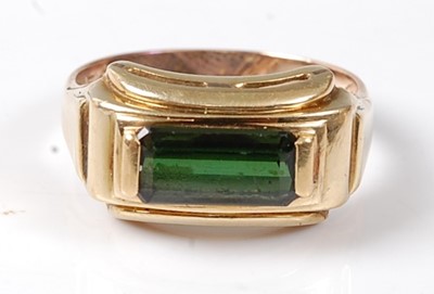 Lot 2502 - A yellow metal tourmaline dress ring,...