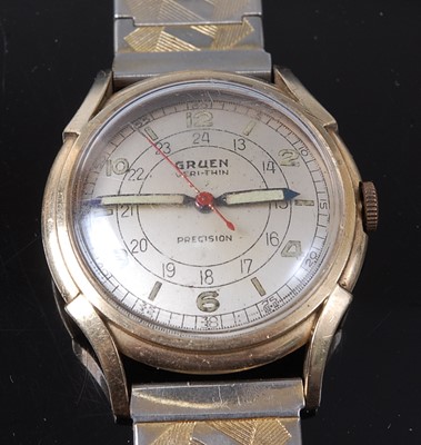 Lot 171 - A Gruen Veri-Thin Precision Pan American pilot'...