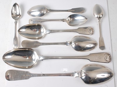 Lot 2160 - A late Georgian silver part cutlery suite, in...