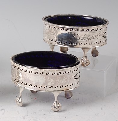 Lot 2175 - A pair of George III silver table salts, each...