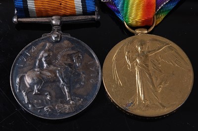 Lot 216 - A WW I British War and Victory pair, naming...