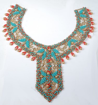 Lot 2250 - An early 20th century embroidered beadwork...