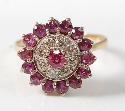 Lot 2265 - A 14ct yellow and white gold, ruby and diamond...