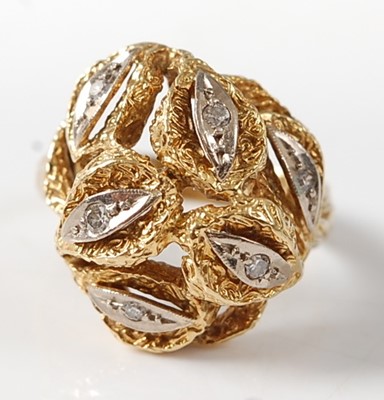 Lot 2263 - A yellow metal heavy textured diamond openwork...