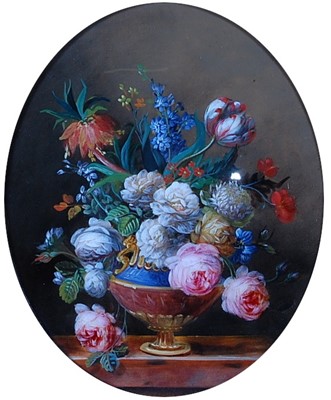 Lot 2416 - A Victorian reverse painting on glass - still...