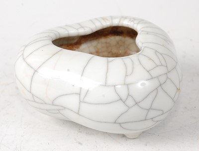 Lot 2376 - A Chinese crackle glazed censor, of triform,...
