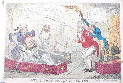 Lot 2400 - Five unframed 19th century satirical prints,...