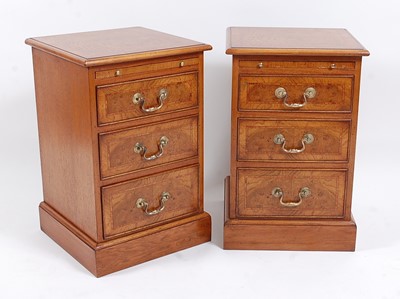 Lot 2487 - A pair of oak, burr oak and crossbanded...