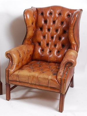 Lot 2525 - A George III style mahogany framed wingback...