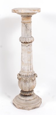 Lot 2494 - A Victorian carved alabaster torchere, the...