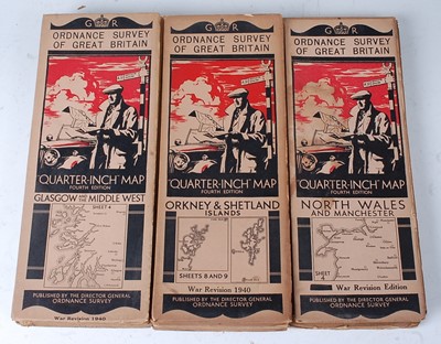 Lot 223 - A collection of fifteen Ordnance Survey of...