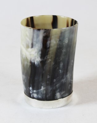 Lot 383 - A modern silver mounted horn beaker, height 12cm