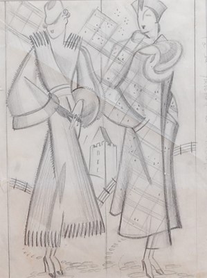 Lot 238 - An Art Deco period pencil sketch costume...