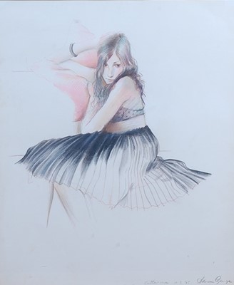 Lot 267 - Adrian George (b.1944) - Catherine, charcoal...