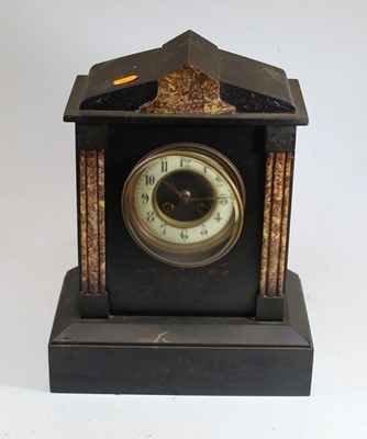 Lot 109 - A Victorian black slate and rouge marble 8-day...