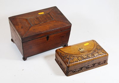 Lot 116 - A Regency mahogany tea caddy, of sarcophagus...