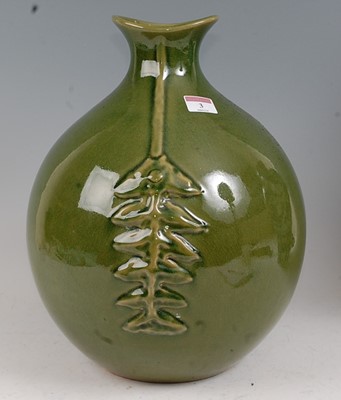 Lot 3 - A large Chinese stoneware green glazed vase,...