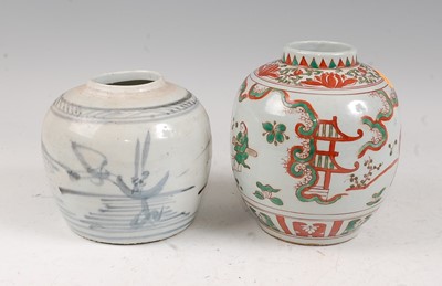 Lot 36 - A Chinese blue & white ginger jar of squat...