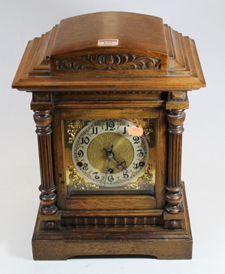 Lot 155 - A circa 1900 Continental walnut cased mantel...