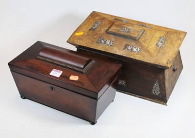 Lot 176 - A William IV rosewood tea caddy, of...