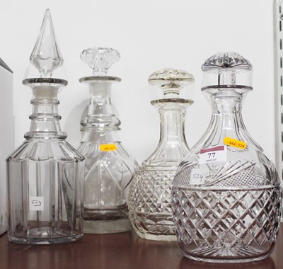 Lot 77 - A cut glass decanter, of mallet form, with...