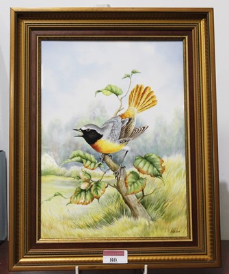 Lot 80 - A Boehm hand painted porcelain plaque, "Red...